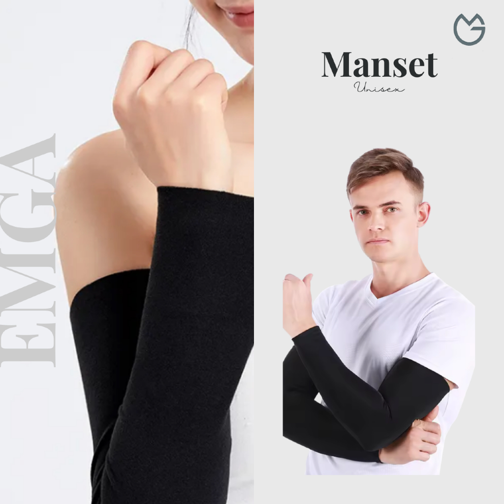 Manset Tangan Pria Wanita Emga MT1J Panjang Polos Pelindung Lengan Pendek Arm Sleeves Unisex Muslima