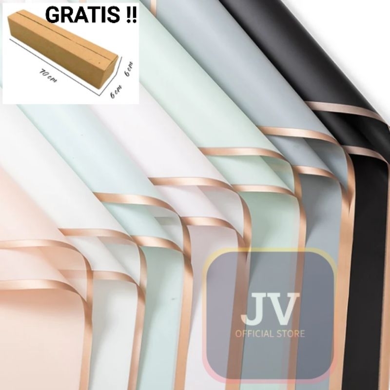 

(20 LEMBAR) Kertas Cellophane Impor Gold Frame Untuk Buket Bunga & Hampers, Flower Wrapping Paper Celophane Import, Free Packing Kardus !