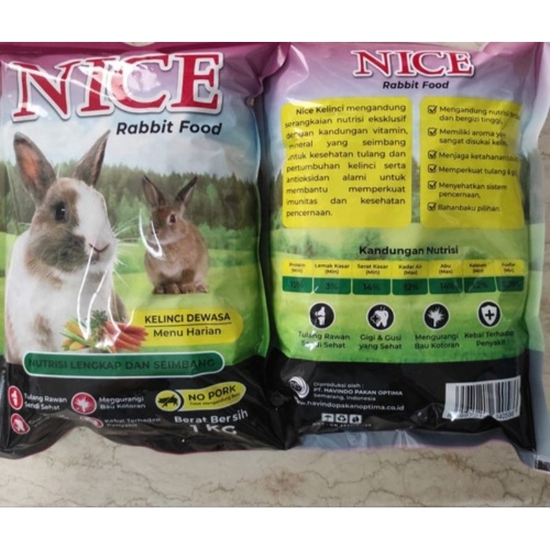 NICE KELINCI PAKAN KELINCI KOMPLIT LENGKAP 1 KG