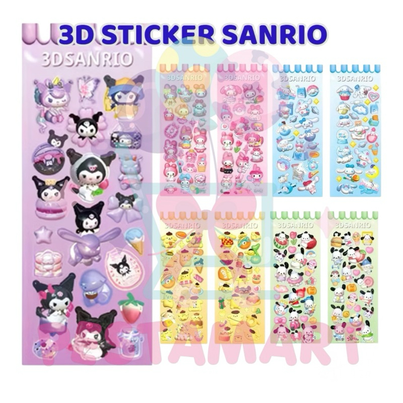 

3D Sticker Sanrio Hologram 7.5x20Cm Karakter Kuromi Melody CinnamonRoll