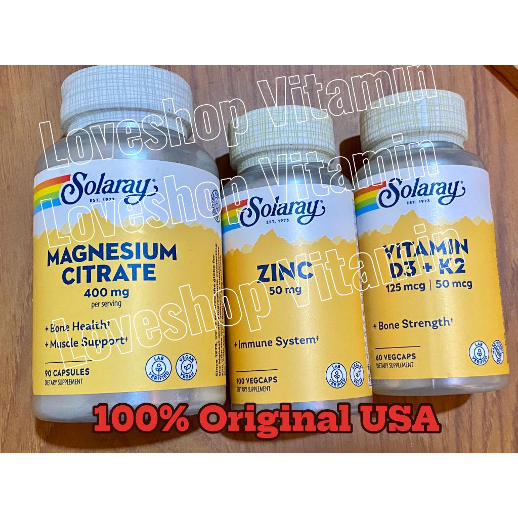 QUARTO FORMULA SOLARAY VITAMIN D3K2, MAGNESIUM CITRATE, ZINC