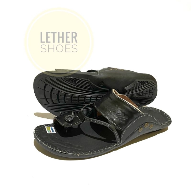 Sandal Pria Slop Kulit Terbaru Kekinian Original 100% Sendal Pria Slop Kulit