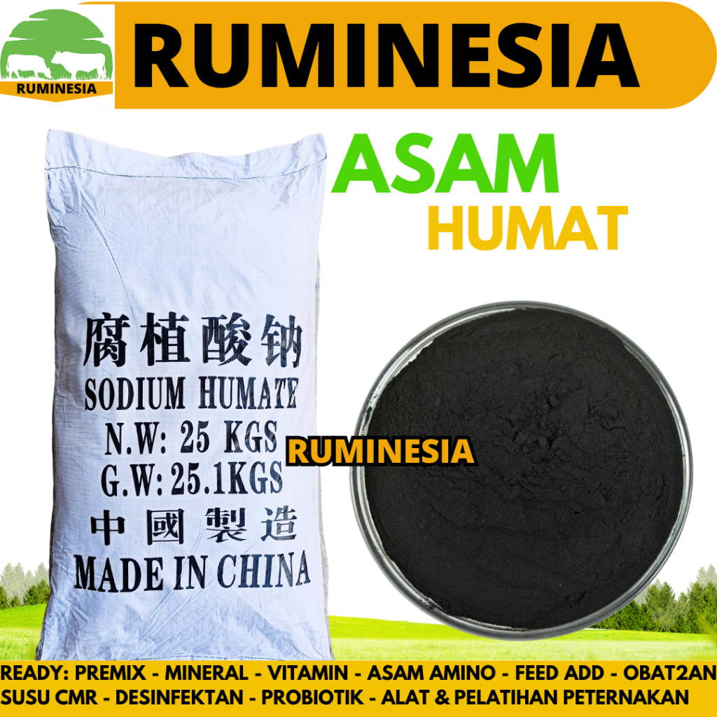 ASAM HUMAT 1 KG 90% PUTIH - HUMIC ACID - SODIUM HUMAT - SODIUM HUMATE - HUMID ACID - HUMIC ACID