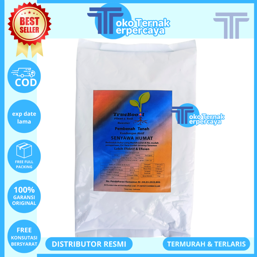 TRUEBOOST 1 KG - Asam Humat 1 kg - Pembenah Tanah - Humic Acid 90% - Sodium Humate 90%