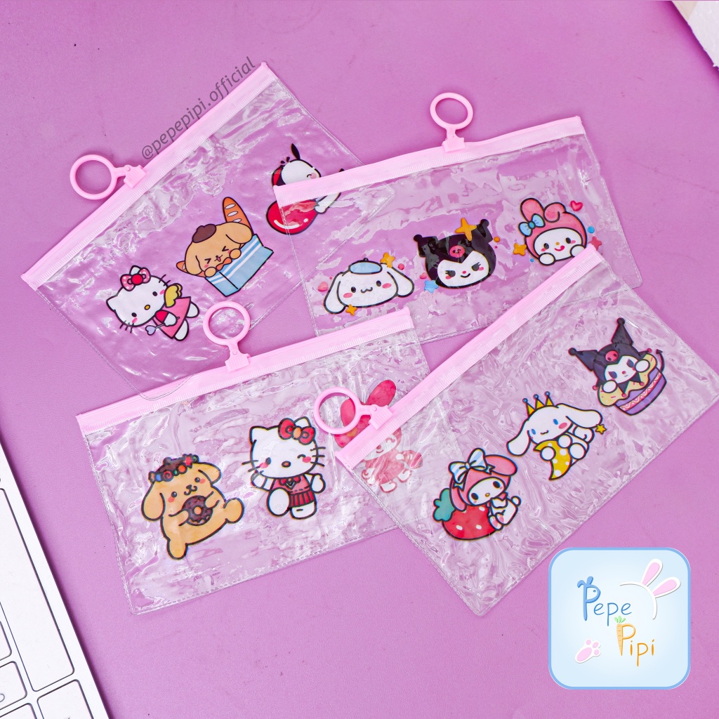 

Map Pouch Zipper Bening MN-1273 Sanrio Kotak Pensil ZipLock Storage Bag Travel Plastik Transparan ANTI AIR
