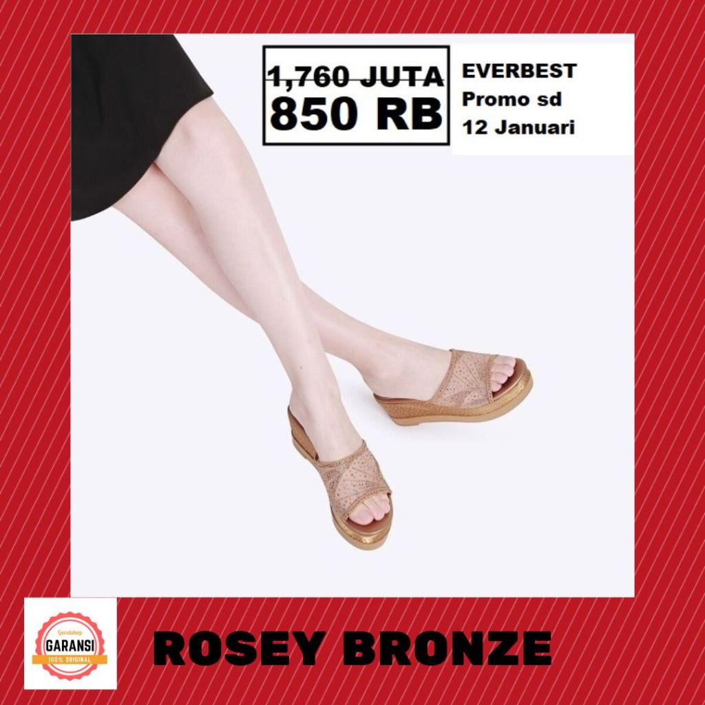 Sandal wedges Wanita terbaru EVERBEST seri ROSEY Original STORE 100%