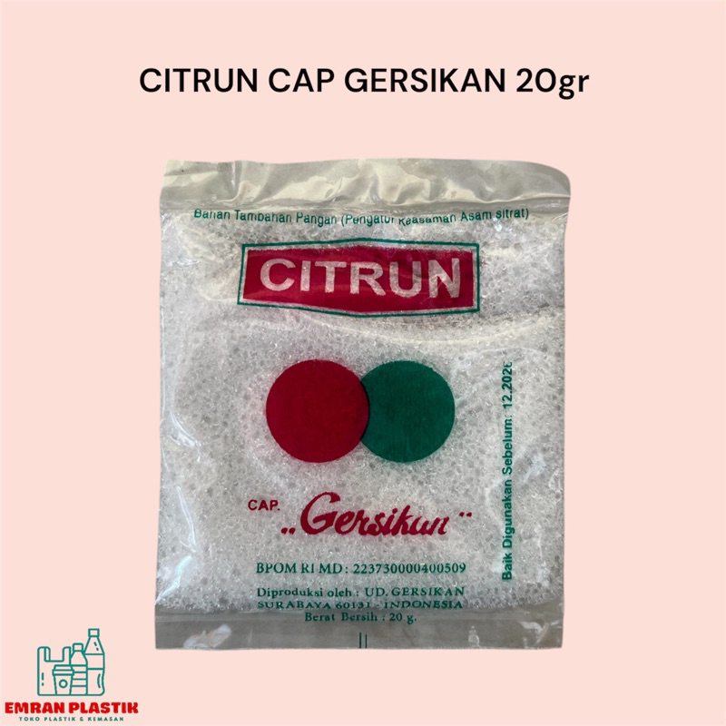 

Citrun Sitrun Citric Acid Asam Sitrat Pengatur Keasaman Cap Gresikan 20gr