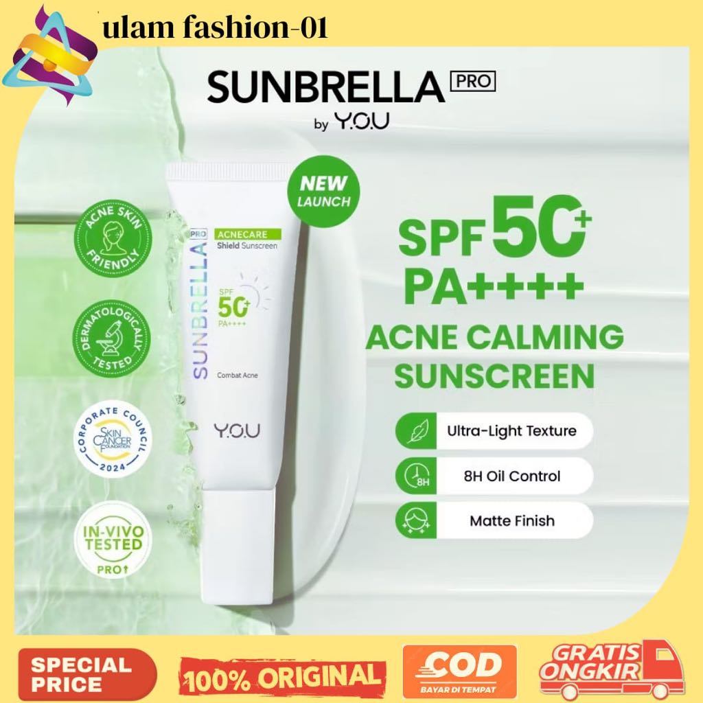 YOU Sunbrella Pro AcneCare Shield Sunscreen SPF 50+ PA++++ Skincare sanscreen wajah pelindung sinar 