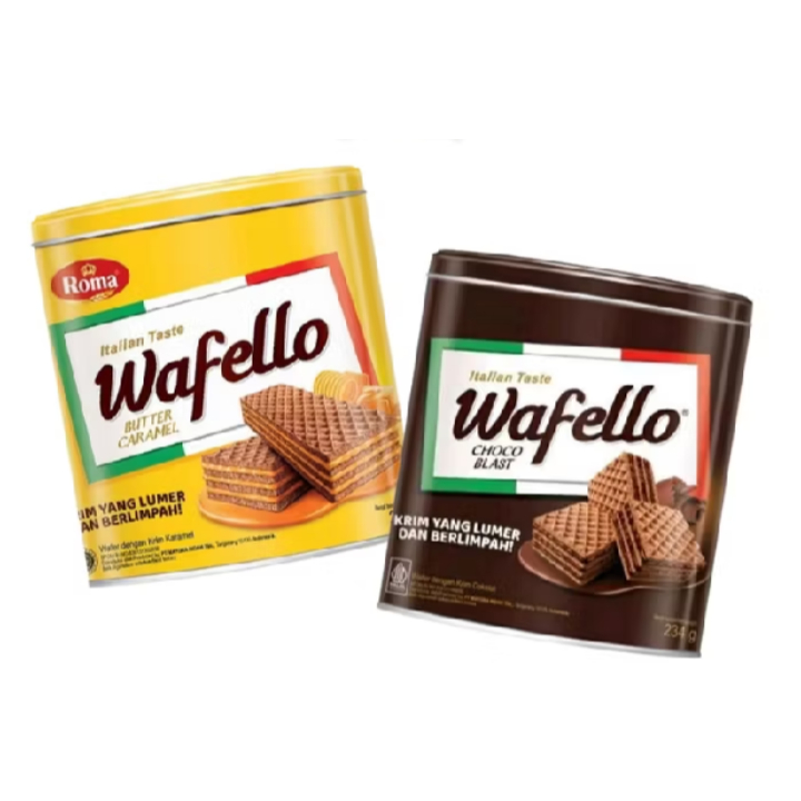 

wafer wafello kaleng italian taste butter caramel choco 234gr