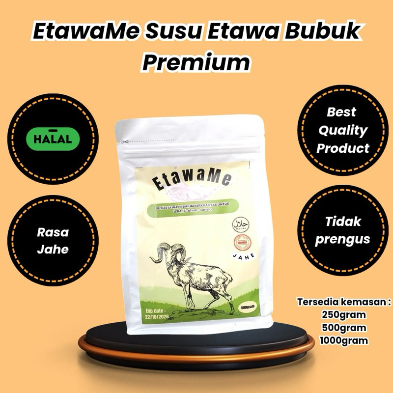 

ReadyStock EtawaMe Susu Etawa Bubuk Premium Rasa Jahe tersedia kemasan 250-1000gram