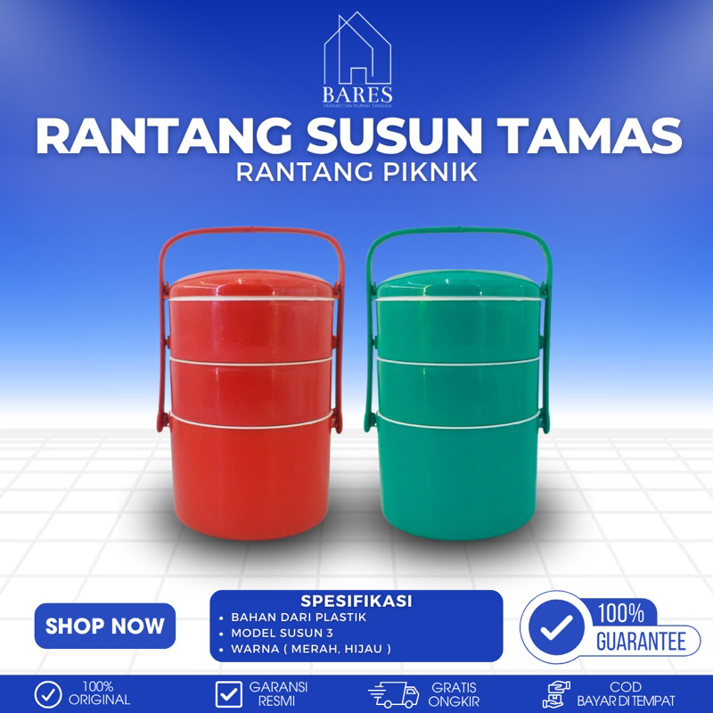 Rantang Piknik Jumbo Rantang Plastik Susun 3 TAMAS CLUB