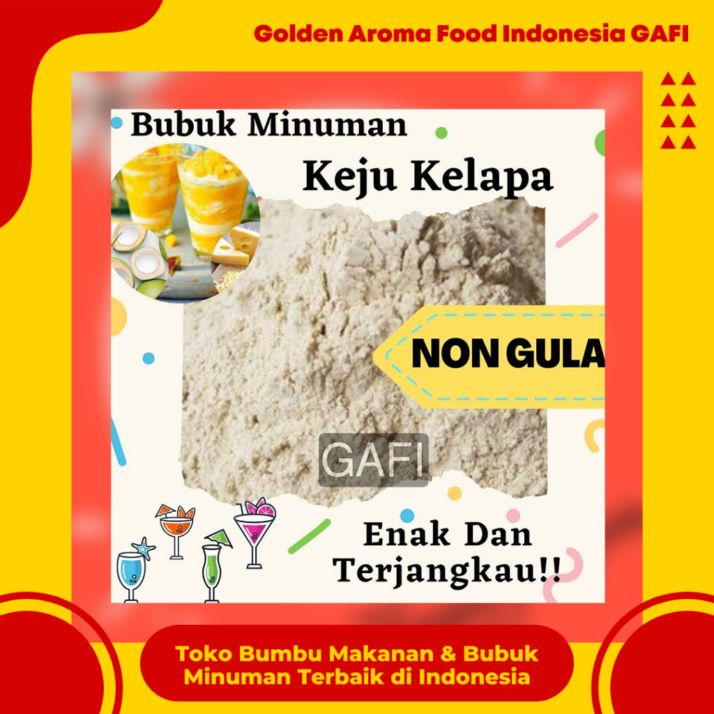 

GAFI Food Bubuk Minuman Rasa Keju Kelapa NON GULA 1 Kg Enak Murah Halal, Coconut Cheese SUGAR FREE Drink Powder 1Kg