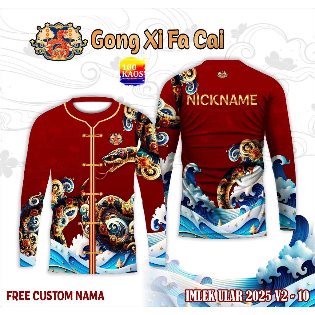 jersey dri-fit premium leher model o-neck kaos baju Cheongsam Model & Motif Modern tahun baru cina i