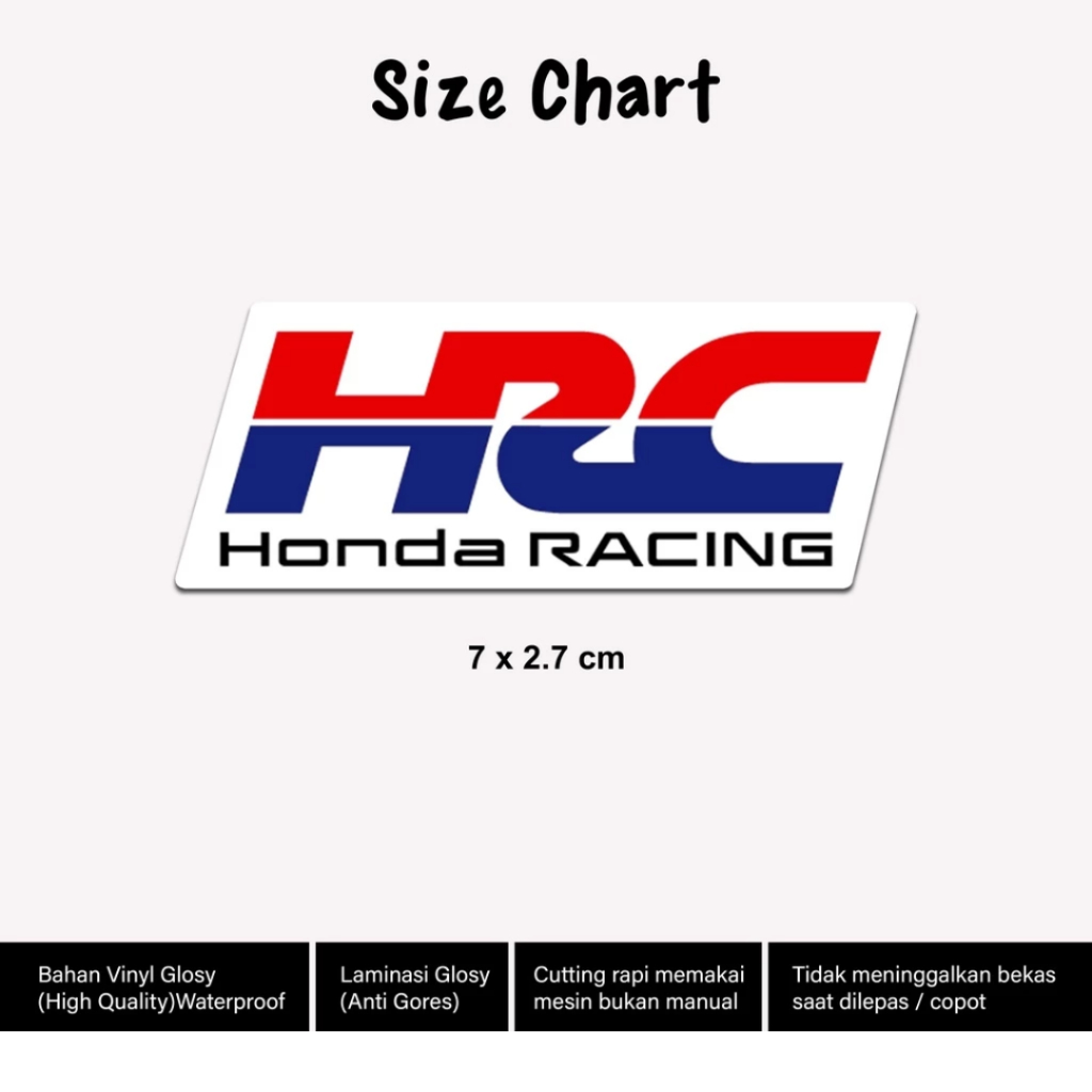 

Stiker HRC Printing Laminasi Glossy 7cm Sticker Racing Motor Honda