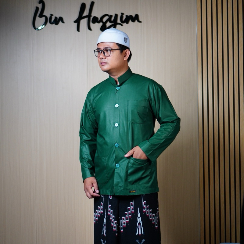 Alkafi koko haibah ammu saku tempel kancing besar koko polos pria dewasa