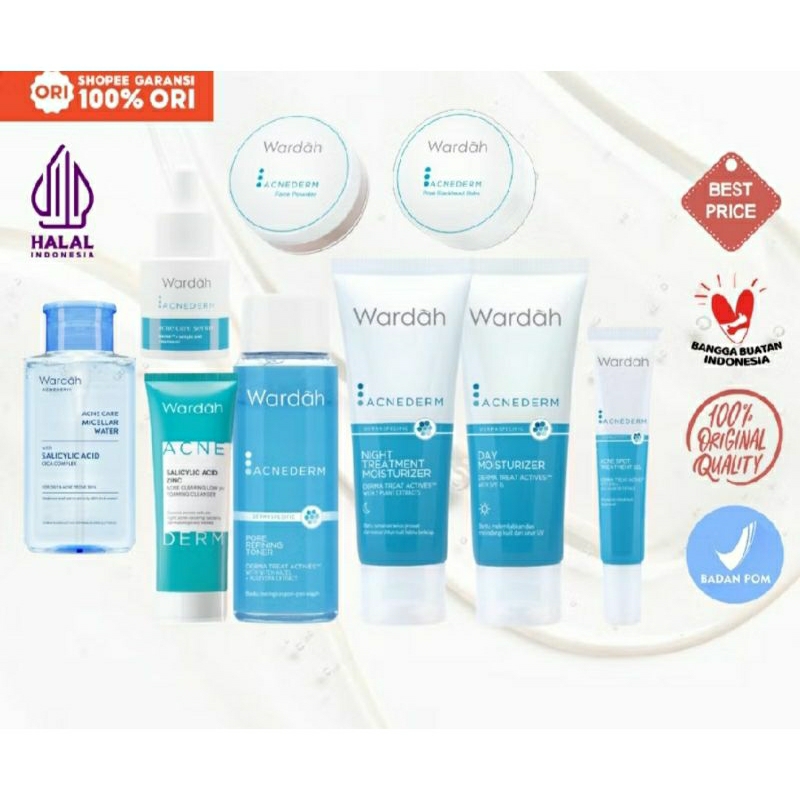 Wardah Acne Acnederm Series Night Day Moisturizer Pelembab Toner Sabun Cuci Muka Jerawat Acne Seris