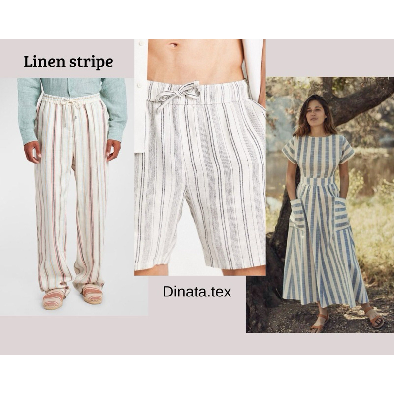 KAIN LINEN SALUR / LINEN GARIS / LINEN MOTIF / BAHAN KEMEJA LINEN GARMEN