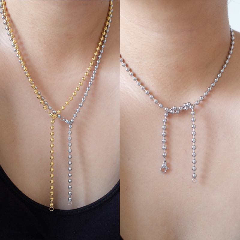 Ark.co - ALBA necklace TITANIUM | kalung multiway anti karat stainless steel beads simple