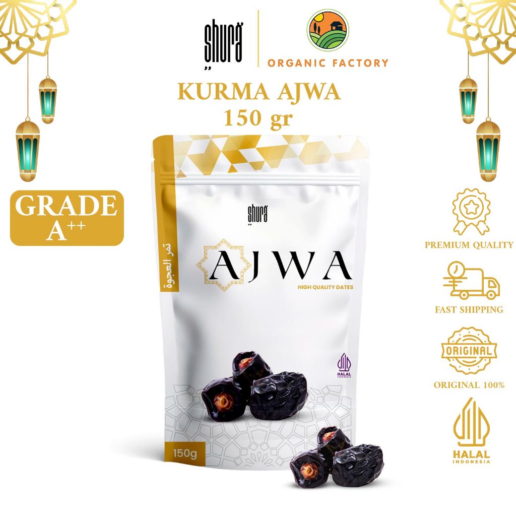 

Shura Kurma Ajwaa Dates Nabi 150gr Asli Premium High Quality Oleh-Oleh Haji