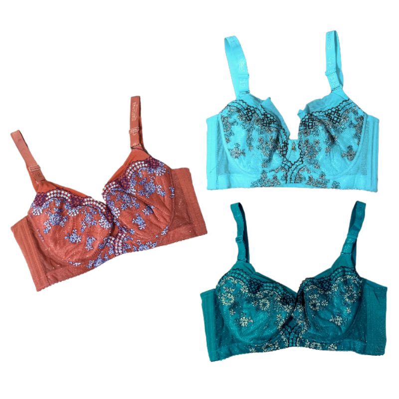 Bra Jumbo Tanpa Busa Brokat Bordir Kait 4