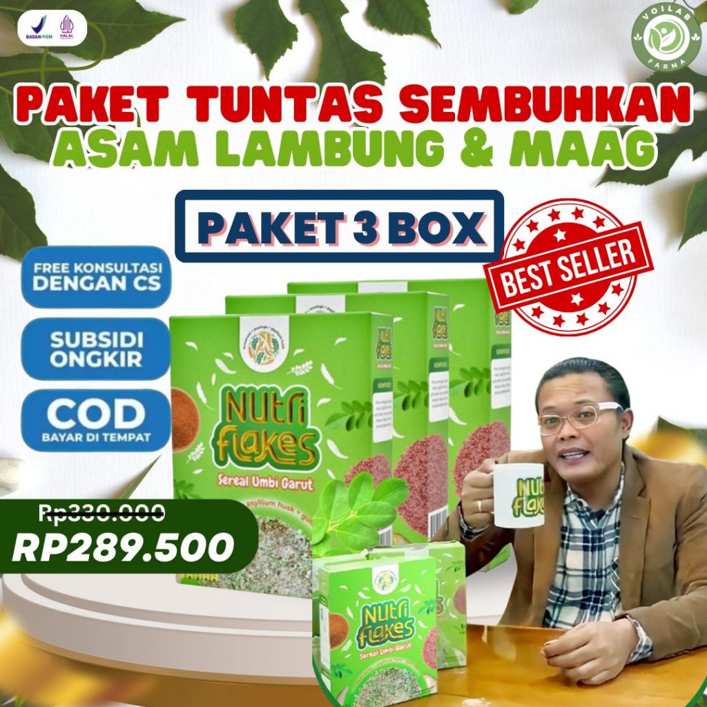 

Nutriflakes Promo Hemat 3 Box Sereal Umbi Garut Sehat Solusi Atasi Masalah Pencernaan Atasi Asam Lambung, Gerd dan Maag