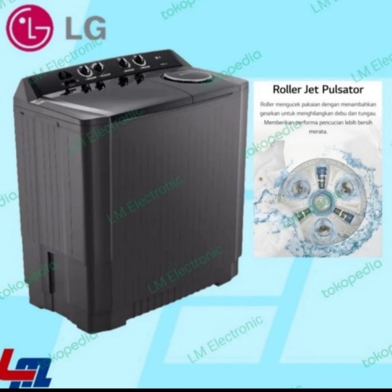 MESIN CUCI LG 2 TABUNG 10KG / P1000RTM/ P 1000 RTM BLACK