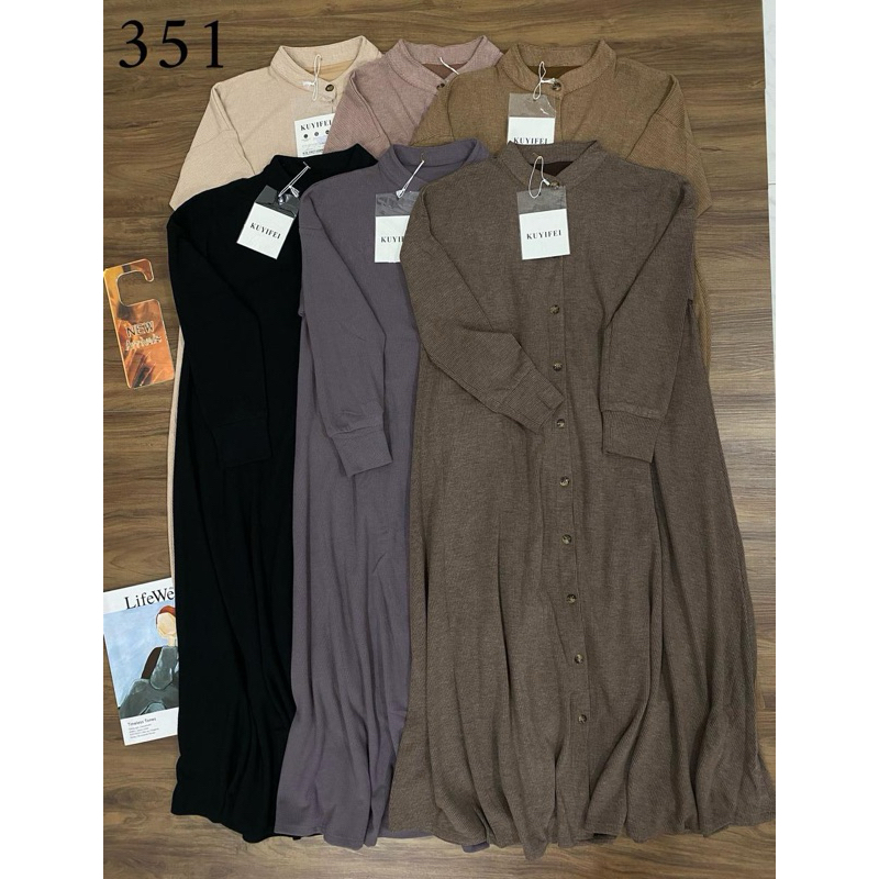 Kuyifei 351//gamis busui kuyifei//dress knit full kancing//pakaianwanitasby
