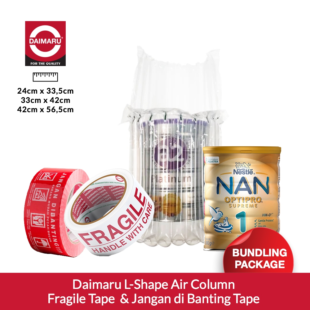 

Daimaru L-Shape Air Column Bag Bunding Lakban Fragile Jangan dibanting OPP Printed Tape