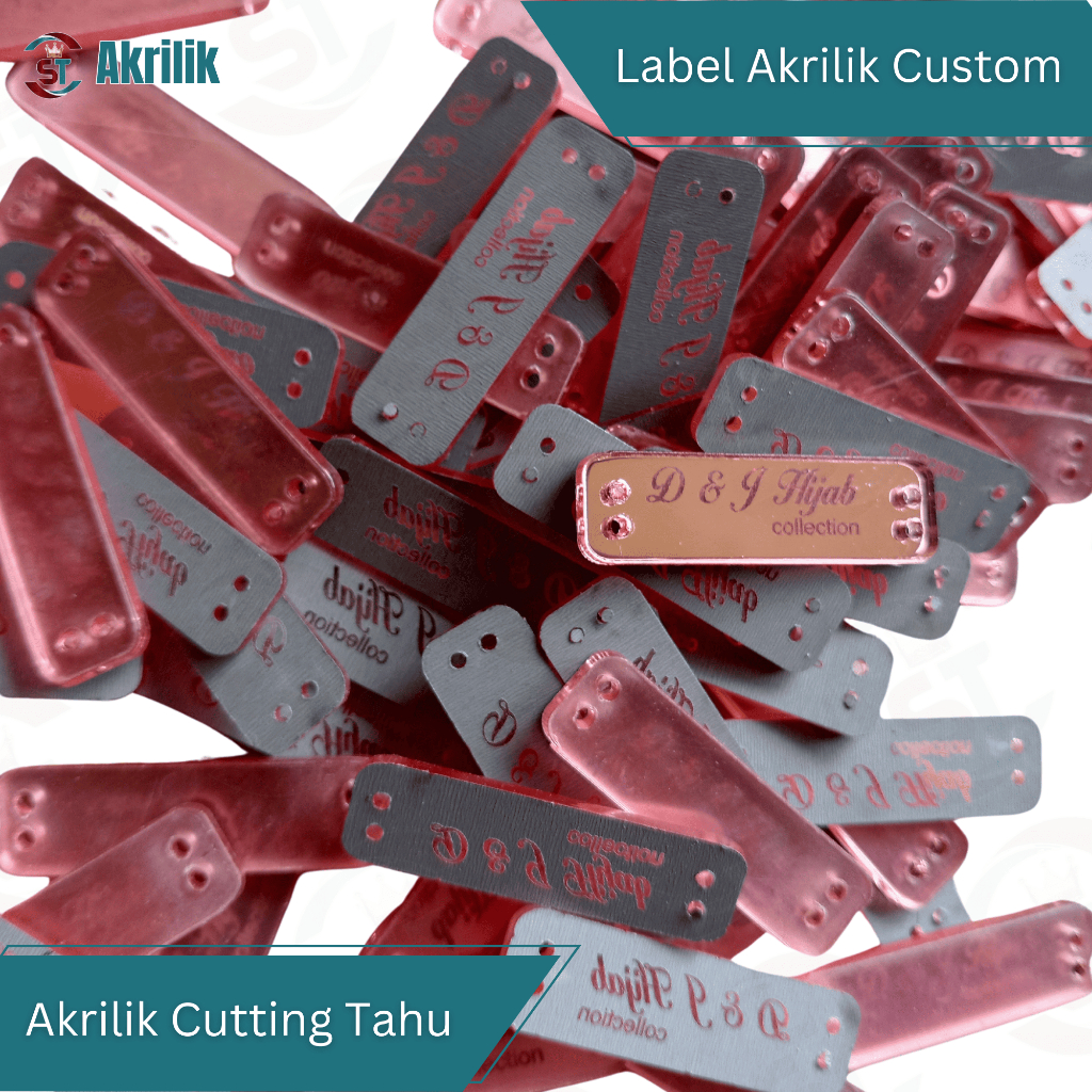 𝐒𝐓 𝐀𝐤𝐫𝐢𝐥𝐢𝐤 - Label Akrilik Tahu | Custom Akrilik Rebranding | Label Hijab Pakaian Bahan Acrylic Gold