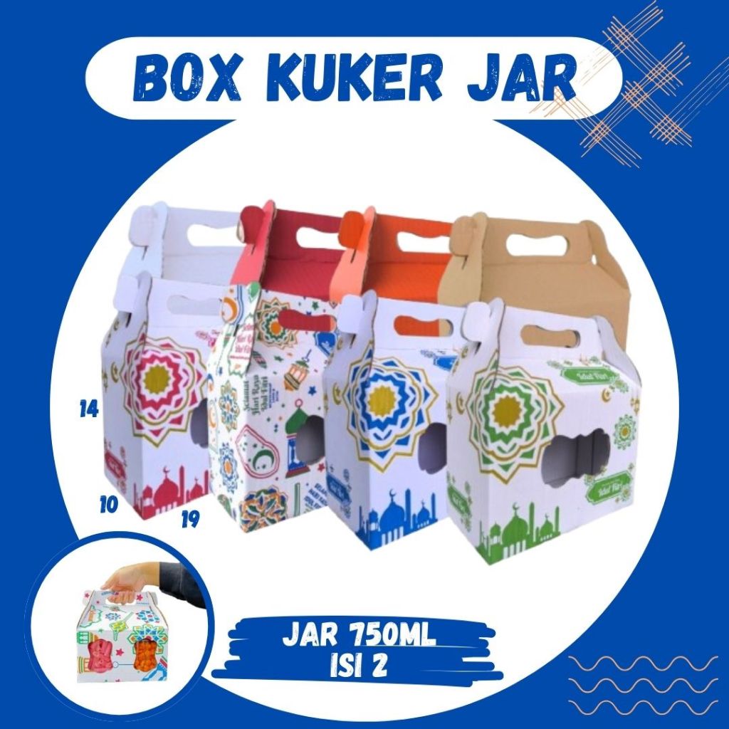 

Box Kue Kering 19x10x14 Jinjing (KUKER TOPLES JAR 750ml ISI 2) Box Jinjing Kardus Lebaran Idul Fitri Hampers Polos/Motif