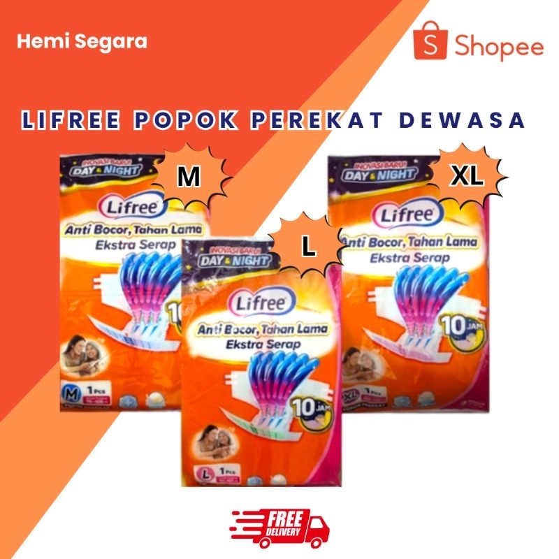 LIFREE POPOK PEREKAT DEWASA M L XL / POPOK PEREKAT / PAMPERS DEWASA / PAMPERS PEREKAT DEWASA