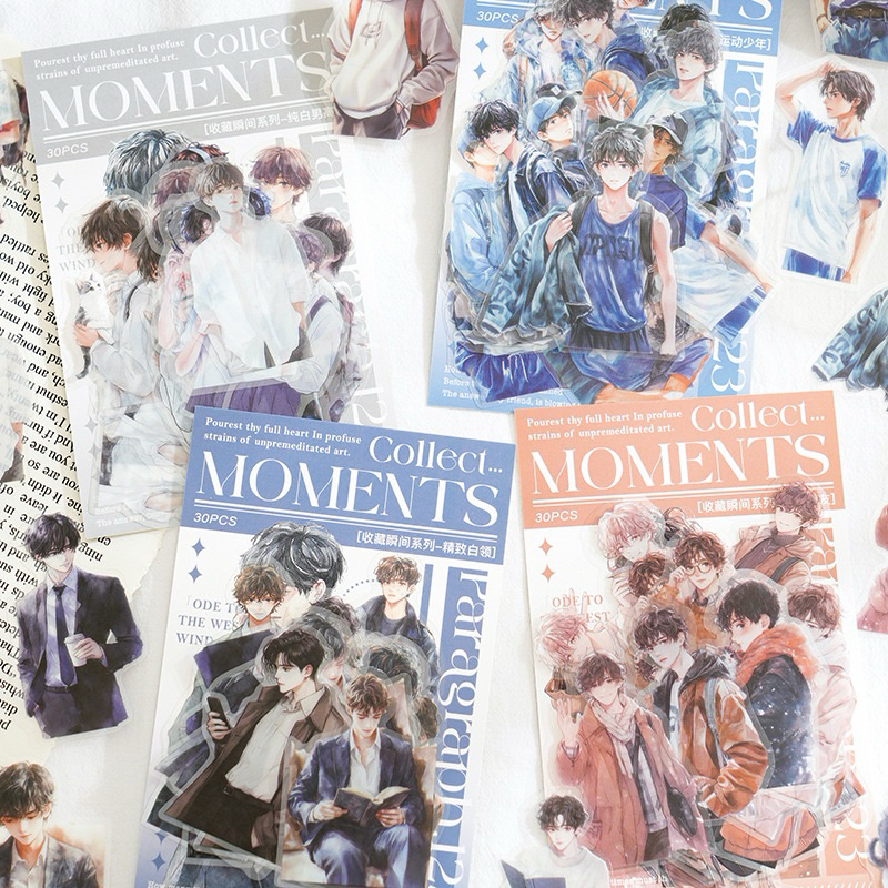 (5AB) sticker transparan model cowo pria ganteng stylish handsome man boy journaling