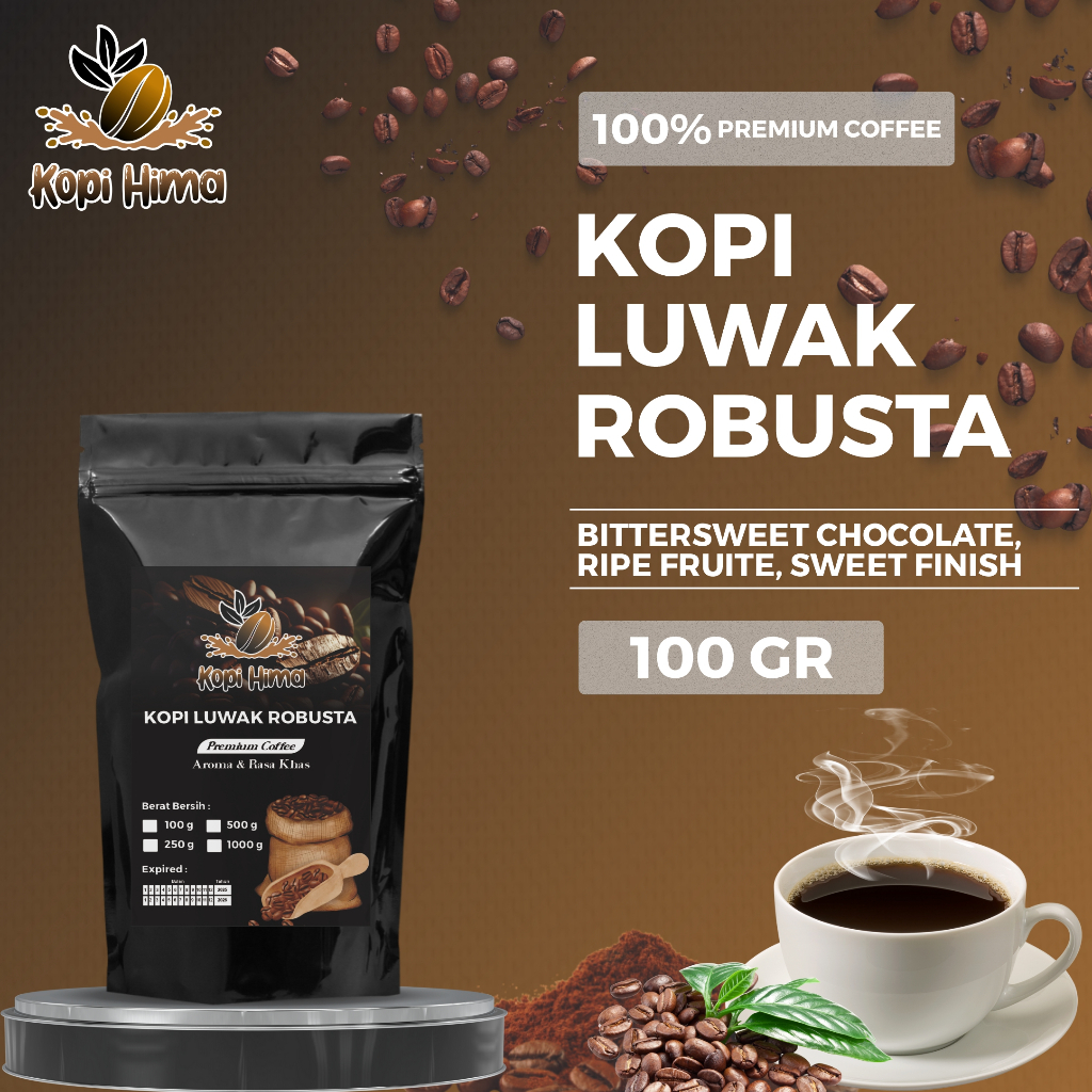 

kopi.hima - bubuk kopi luwak robusta berat 100 gram premium roasting