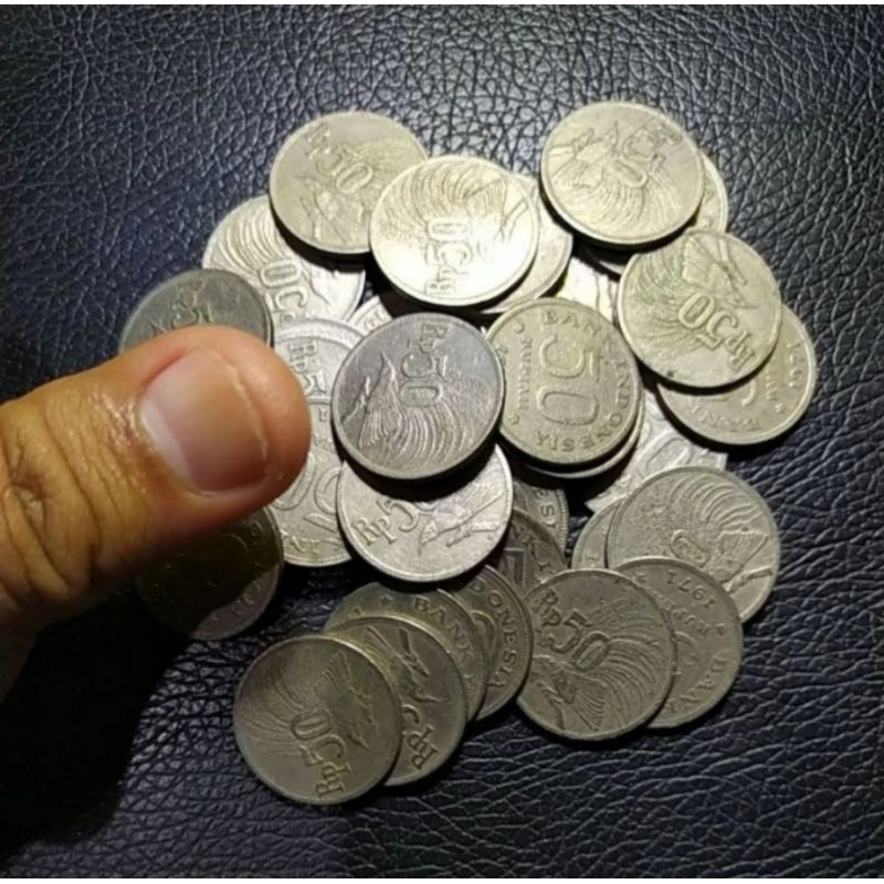 uang koin kuno 50 nikel rupiah burung cendrawasih tahun 1971 bahan mahar used