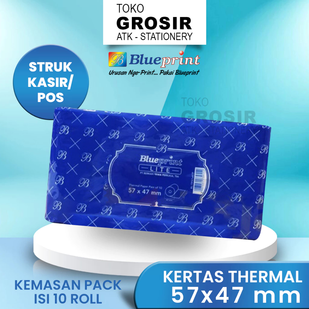 

(LIVE) 57X47 KERTAS KASIR STRUK KERTAS THERMAL TERMAL EDC PPOB BLUEPRINT LITE 57MM X 47 ≈ 58X47 58MM 58X40