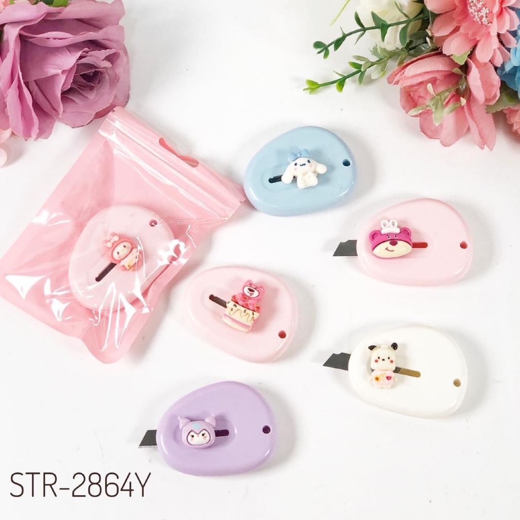 

gantungan kunci cutter kecil knife pisau unboxing paket mini portable keychain pisau sanrio cinnamoroll kuromi lotso