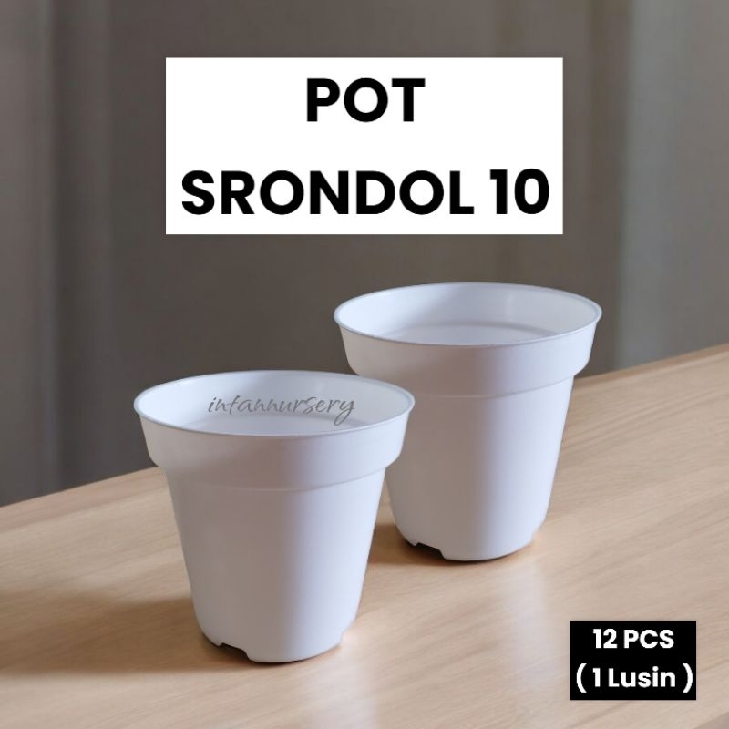 Pot Srondol 10 Putih ( 12 PCS ) Pot Tinggi Pot Tanaman Bunga Pot Warna Putih Pot Srondol Warna Putih