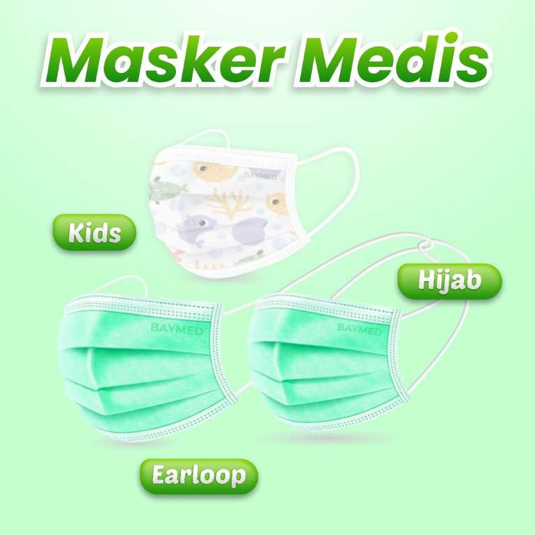 Masker HIjab Masker Cantol Baymed / Masker Hijab Medis / Masker Cantol Medis