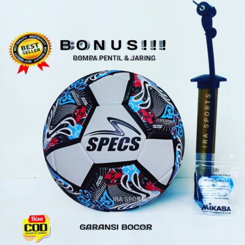 Bola Futsal Specs Batik Liga 1 Bri Size 4 Bahan Empuk Paket Komplit