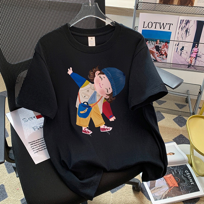 BASIQUE/Baju kaos oversize wanita ootd korea style/Baju atasan hitam wanita terbaru jumbo/Gadis kart