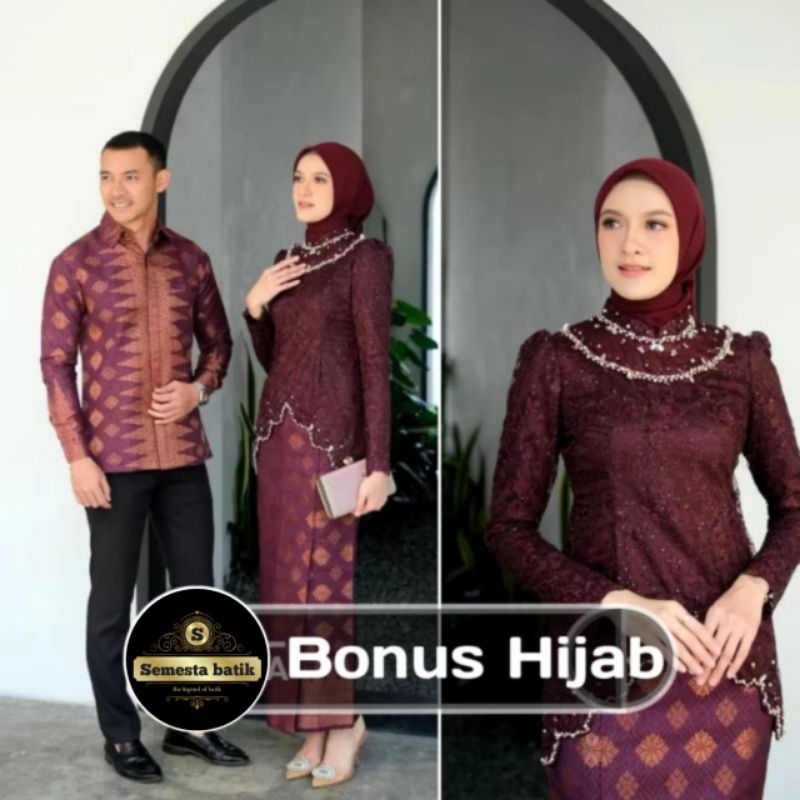 Kebaya Couple Kutu Baru Kebaya Wisuda Tunangan Lamaran Batik Baju Couple Kondangan Terbaru 2025
