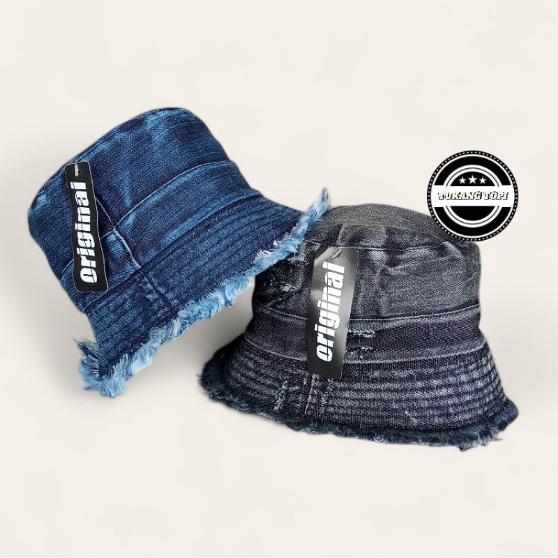 topi bucket hat jeans Levis model rawis pria wanita premium terbaru bucket soft jeans