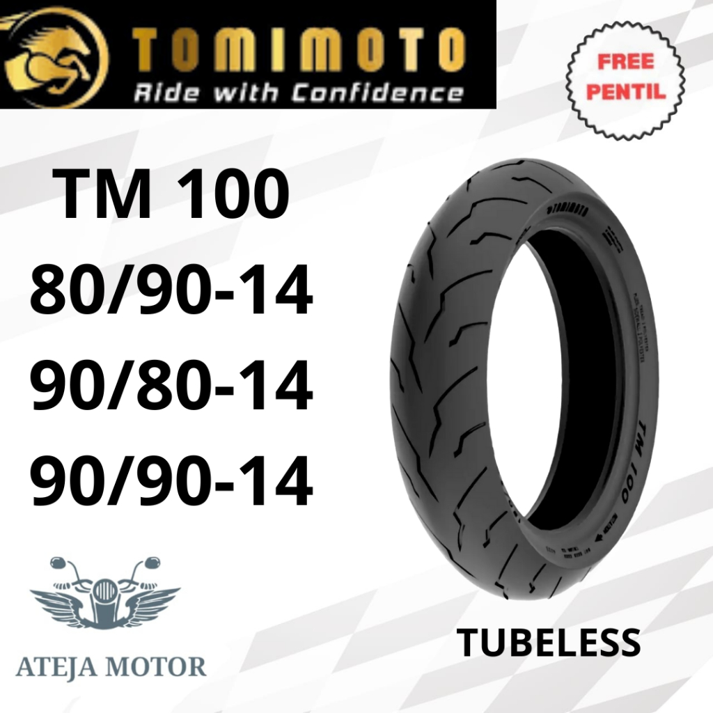 Ban Ring 14 Ban Tubeless Tomimoto TM100 80/90-14 90/80-14 90/90-14 Ban Ring 14 Tubeless Ban Motor Ma