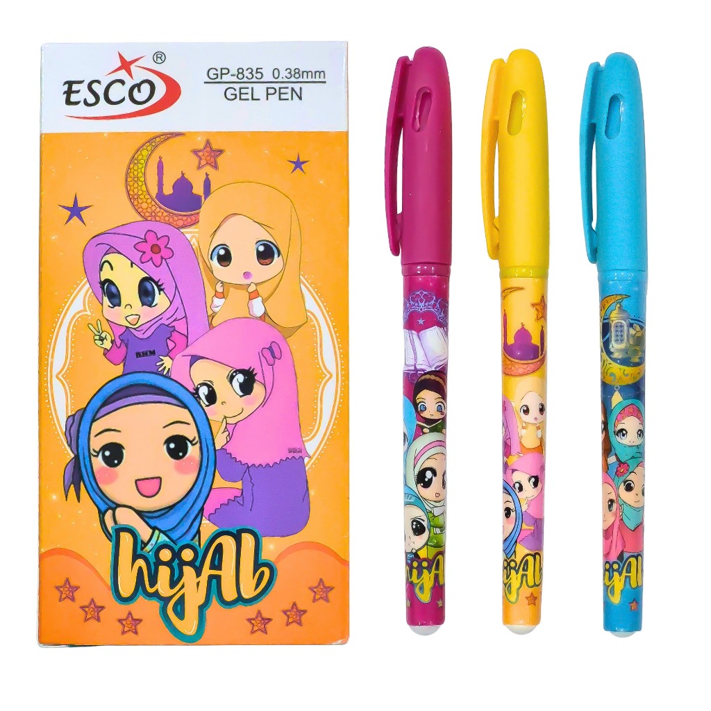 

1 LSN / 12 PCS Gel Pen Pulpen ESCO GP-835 Hijab