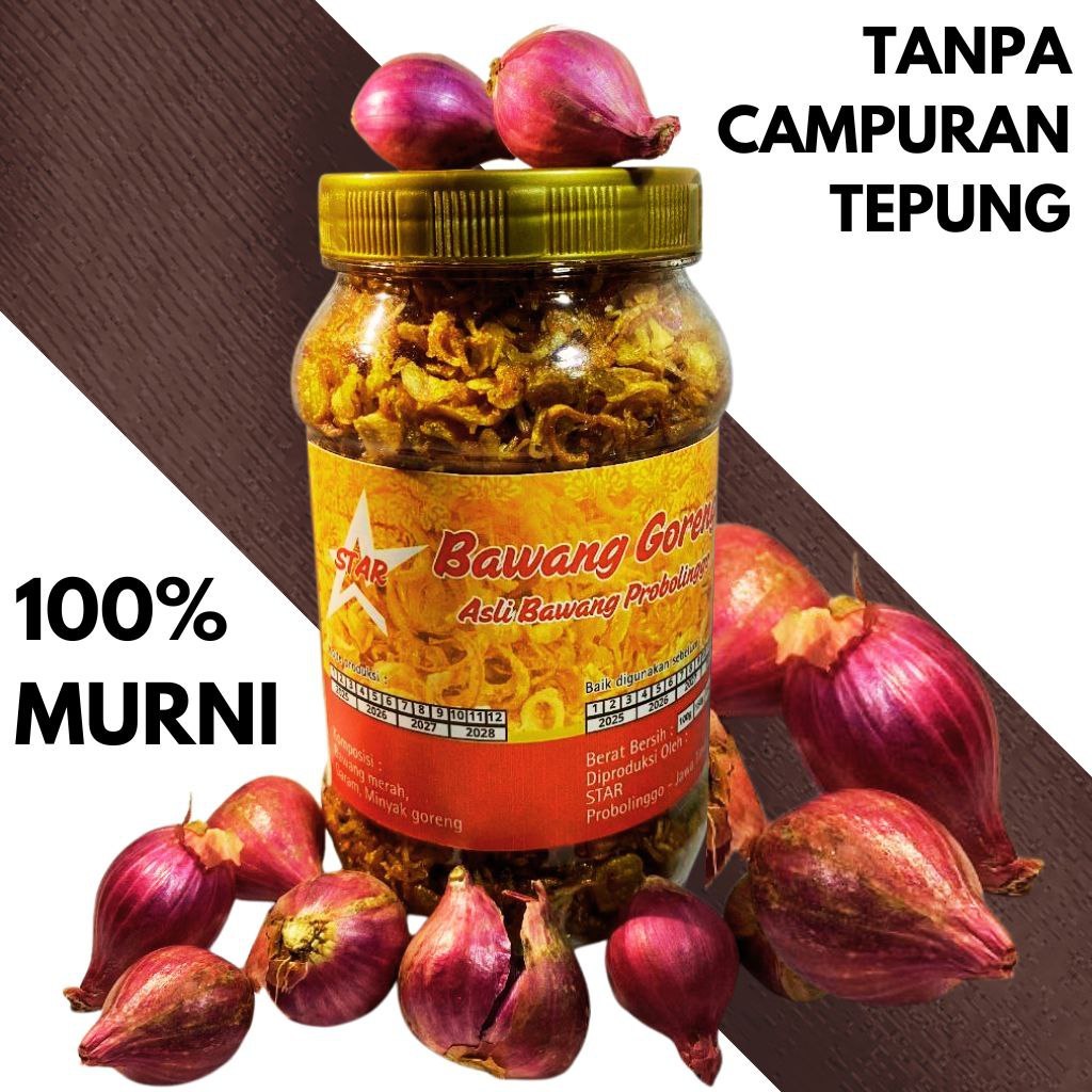 

Bawang Goreng Probolinggo Premium STAR 150 Gram (100% Bawang Merah Asli PROBOLINGGO tanpa campuran)