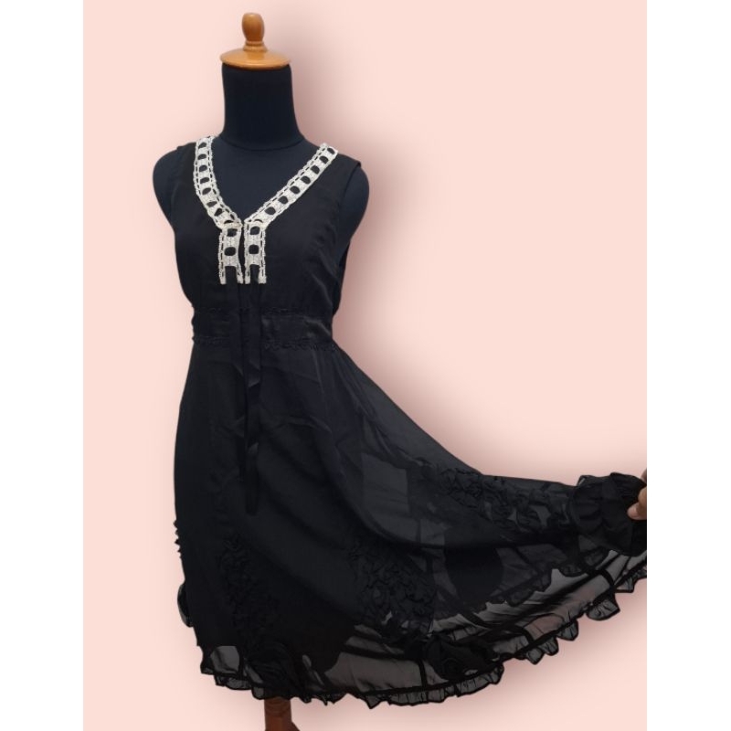 Black Rose Dress Brand From Axes Femme Ori 100%
