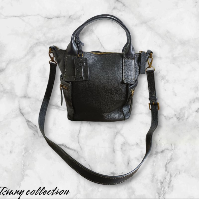 Fosxxl Emerson Medium Leather Satchel in Black PL