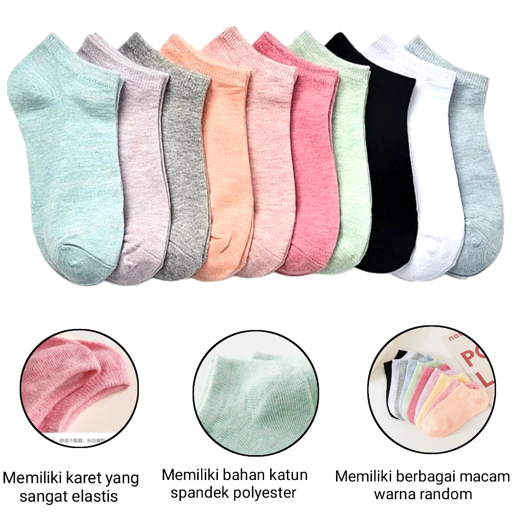 Kaos Kaki Pendek Mata Kaki Polos Kaos Kaki Warna-Warni Pria/Wanita
