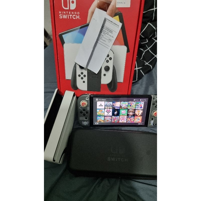 nintendo switch oled CFW bekas 256gb lexar, bonus case silicone dan case bag