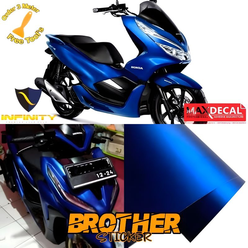 stiker skotlet motor biru metalic doff scotlite biru chrome matt doff